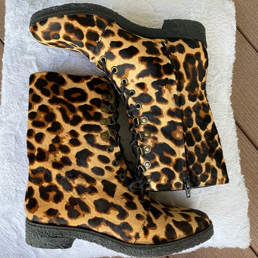 DianeVonFurstenberg Zip cheetah combat boots - 8.5